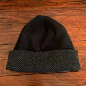 Black Beanie with Herringbone
